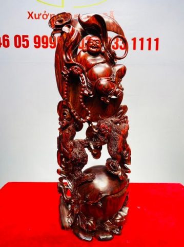 Di Lạc Ngự Nguyệt Song Tỳ Hưu Gỗ Tử Đàn