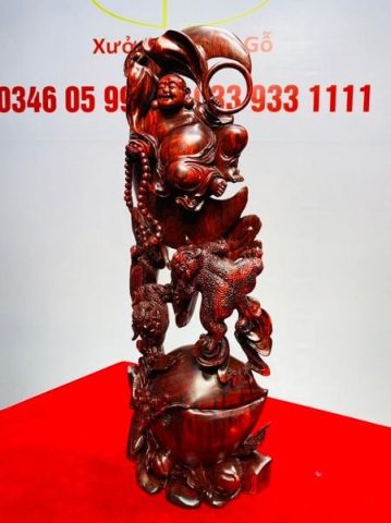 Di Lạc Ngự Nguyệt Song Tỳ Hưu Gỗ Tử Đàn