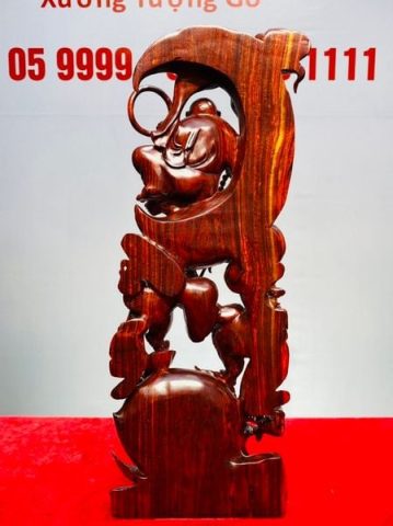 Di Lạc Ngự Nguyệt Song Tỳ Hưu Gỗ Tử Đàn