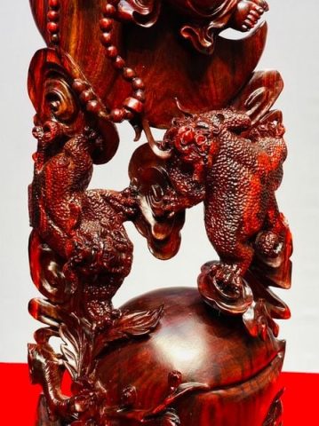 Di Lạc Ngự Nguyệt Song Tỳ Hưu Gỗ Tử Đàn