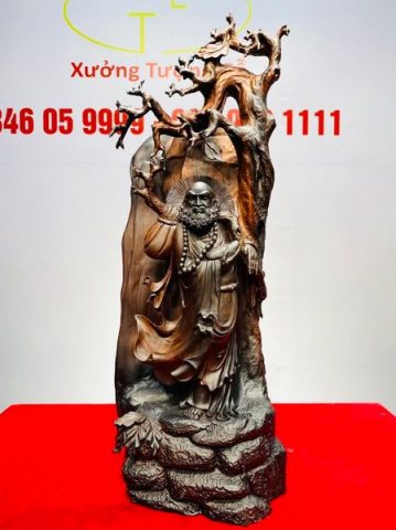 Bồ Đề Đạt Ma Về Tây Thiên Gỗ Trắc