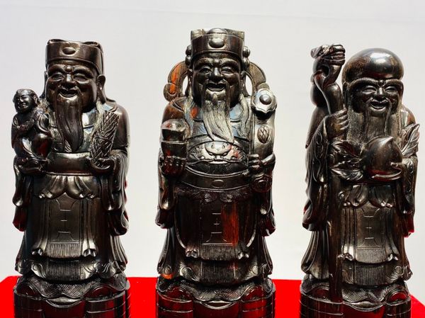 Tam Đa Phúc Lộc Thọ Gỗ Trắc