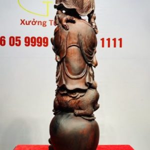 Di Lạc Ngũ Tiểu Đứng Nghê Bao Tiền Gỗ Trắc
