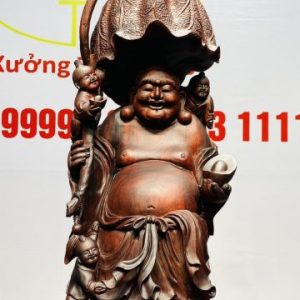 Di Lạc Ngũ Tiểu Đứng Nghê Bao Tiền Gỗ Trắc