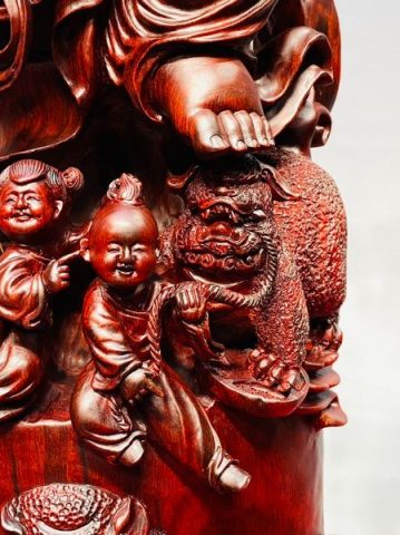 Di Lạc Vác Cành Đào Cửu Tiểu Đứng Trống Gỗ Tử Đàn