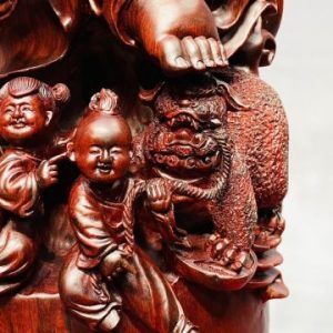 Di Lạc Vác Cành Đào Cửu Tiểu Đứng Trống Gỗ Tử Đàn