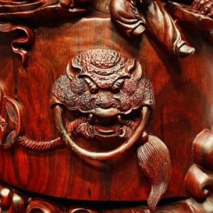 Di Lạc Vác Cành Đào Cửu Tiểu Đứng Trống Gỗ Tử Đàn
