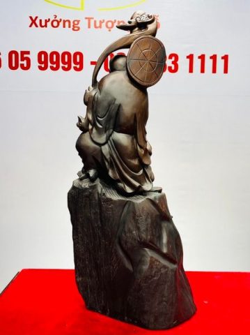 Di Lạc Cầm Gậy Như Ý Gỗ Trắc