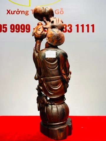 Di Lạc Nhị Tiểu Vác Nấm Linh Chi Đứng Trống Gỗ Trắc