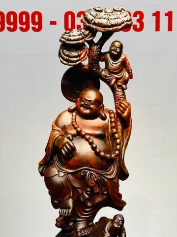 Di Lạc Nhị Tiểu Vác Nấm Linh Chi Đứng Trống Gỗ Trắc