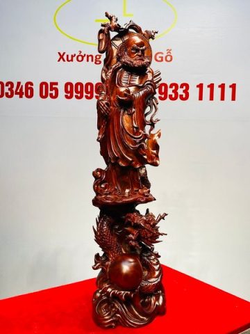 Đạt Ma Khất Thực Đứng Rồng Nhất Ngọc Gỗ Tử Đàn
