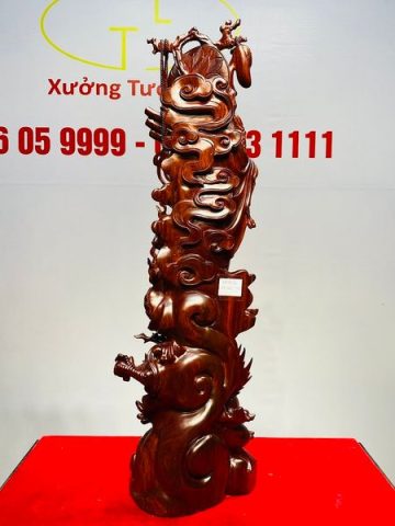 Đạt Ma Khất Thực Đứng Rồng Nhất Ngọc Gỗ Tử Đàn