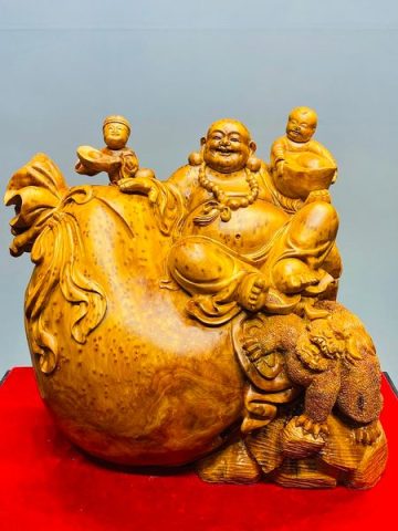 Di Lạc Nhị Tiểu Ngồi Bao Tiền Gỗ Nu Ngọc Am
