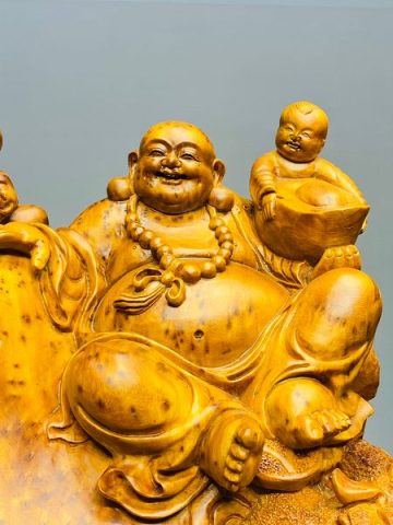 Di Lạc Nhị Tiểu Ngồi Bao Tiền Gỗ Nu Ngọc Am