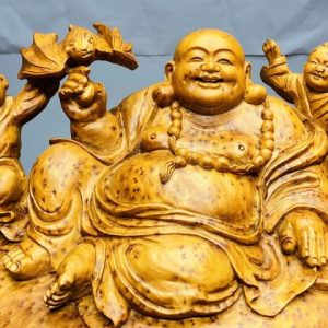 Di Lạc Tam Tiểu Ngồi Bao Tiền Gỗ Nu Ngọc Am