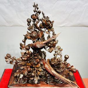 Chậu Hoa Phù Dung Chim Trĩ Gỗ Trắc