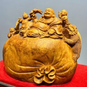 Di Lạc Tam Tiểu Ngồi Bao Tiền Gỗ Nu Ngọc Am