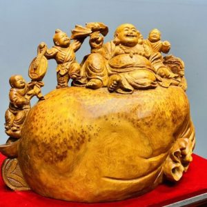 Di Lạc Tam Tiểu Ngồi Bao Tiền Gỗ Nu Ngọc Am