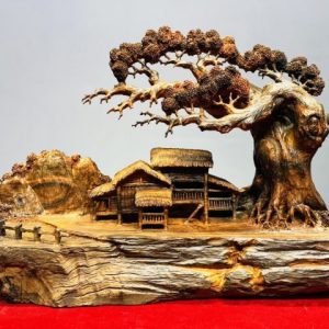 Tiểu Cảnh Làng Quê Gỗ Trắc
