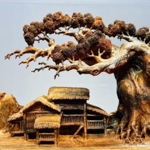 Tiểu Cảnh Làng Quê Gỗ Trắc