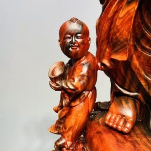 Di Lạc Nhị Tiểu Cầm Hoa Sen Gỗ Trắc