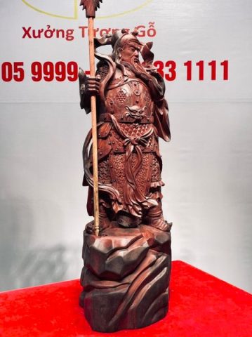 Quan Công Chống Đao Gỗ Tử Đàn