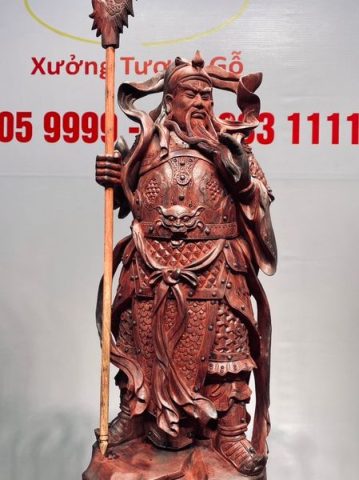Quan Công Chống Đao Gỗ Tử Đàn