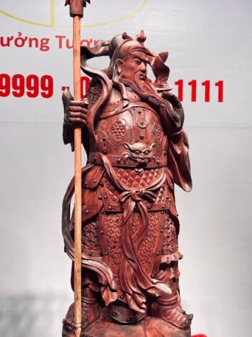 Quan Công Chống Đao Gỗ Tử Đàn