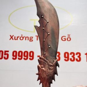 Quan Công Chống Đao Gỗ Tử Đàn