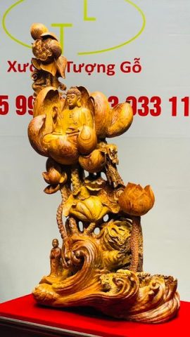 Phật Toạ Đài Sen Gỗ Hương