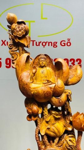 Phật Toạ Đài Sen Gỗ Hương
