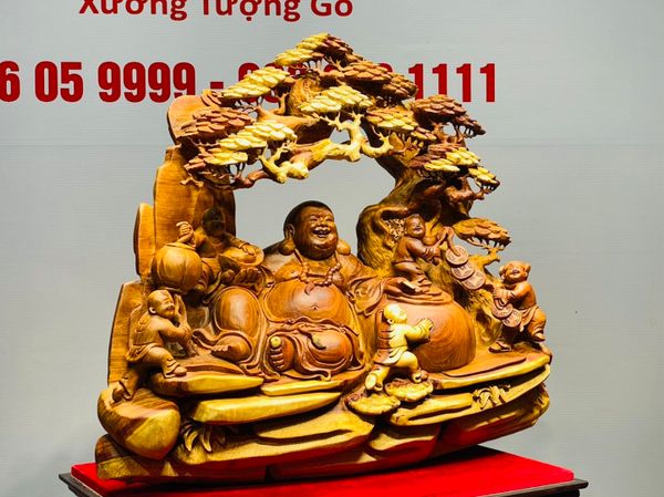 Di Lạc Ngũ Tiểu Ngồi Gốc Tùng Gỗ Hương