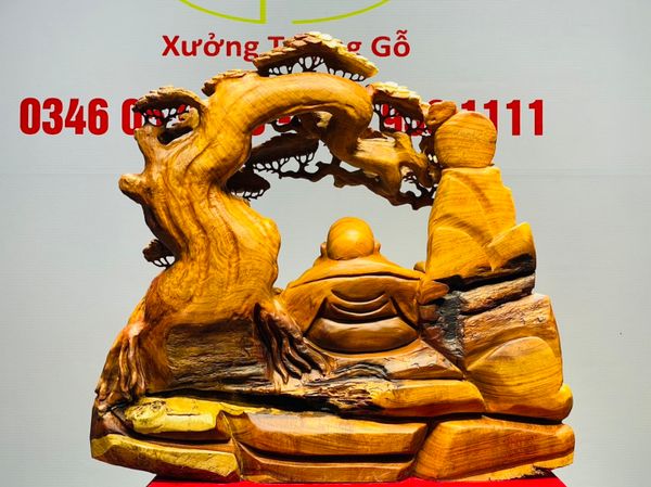 Di Lạc Ngũ Tiểu Ngồi Gốc Tùng Gỗ Hương
