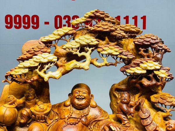 Di Lạc Ngũ Tiểu Ngồi Gốc Tùng Gỗ Hương