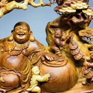 Di Lạc Ngũ Tiểu Ngồi Gốc Tùng Gỗ Hương