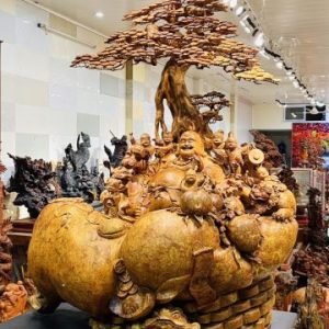 Di Lạc Cửu Tiểu Nghê Thiềm Thừ Ngồi Gốc Tùng Gỗ Nu Hương Di Lạc Cửu Tiểu Nghê Thiềm Thừ Ngồi Gốc Tùng Gỗ Nu Hương