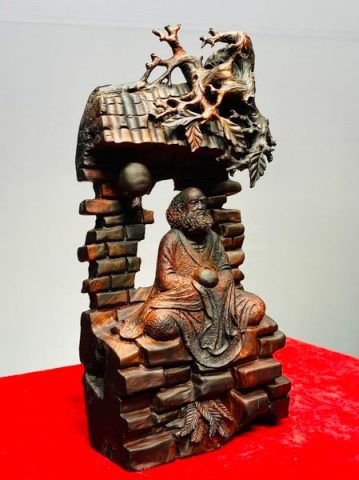 Đạt Ma Ngồi Thiền Cây Bồ Đề Gỗ Trắc