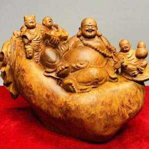 Di Lạc Tam Tiểu Ngồi Bao Tiền Gỗ Nu Hương