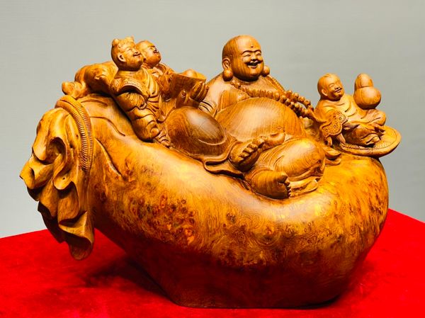 Di Lạc Tam Tiểu Ngồi Bao Tiền Gỗ Nu Hương