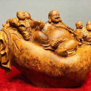 Di Lạc Tam Tiểu Ngồi Bao Tiền Gỗ Nu Hương