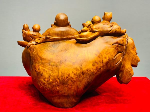Di Lạc Tam Tiểu Ngồi Bao Tiền Gỗ Nu Hương