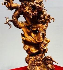 Đạt Ma Hàng Long Phục Song Nghê Gỗ Sưa