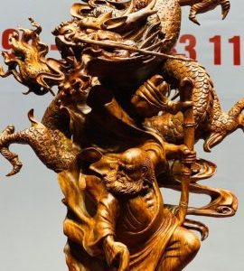 Đạt Ma Hàng Long Phục Song Nghê Gỗ Sưa