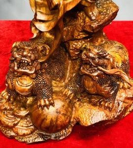 Đạt Ma Hàng Long Phục Song Nghê Gỗ Sưa