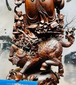 Di Lạc Cửu Tiểu Vác Cành Đào Nhất Long Lân Đứng Bao Tiền Gỗ Trắc