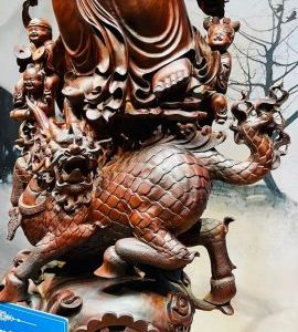 Di Lạc Cửu Tiểu Vác Cành Đào Nhất Long Lân Đứng Bao Tiền Gỗ Trắc