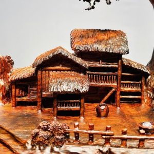 Tiểu Cảnh Nhà Sàn Gỗ Trắc