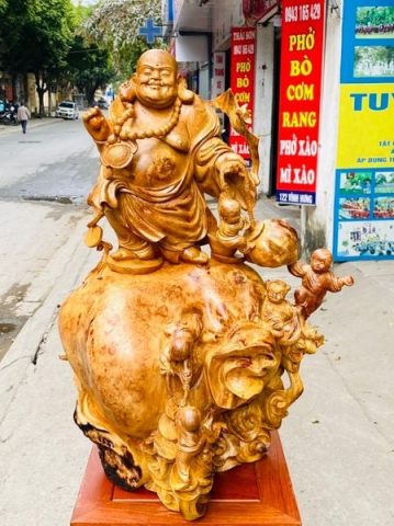 Di Lạc Ngũ Tiểu Đứng Bao Tiền Gỗ Nu Hương
