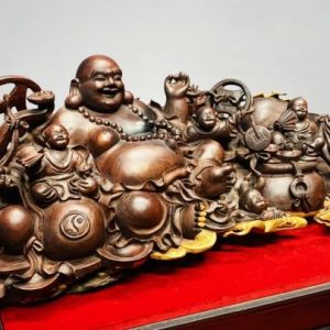 Di Lạc Ngũ Tiểu Ngồi Đống Tiền Gỗ Trắc