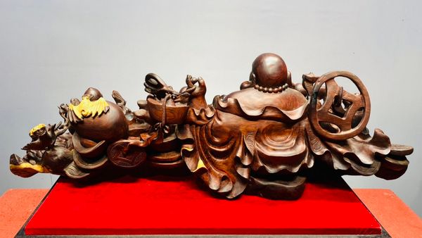 Di Lạc Ngũ Tiểu Ngồi Đống Tiền Gỗ Trắc